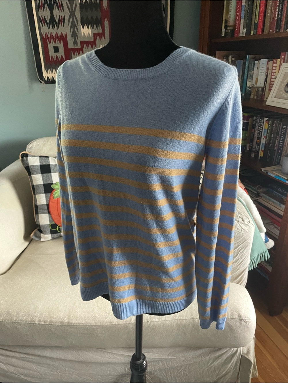 100% Cashmere Breton Stripe Sweater Sz M